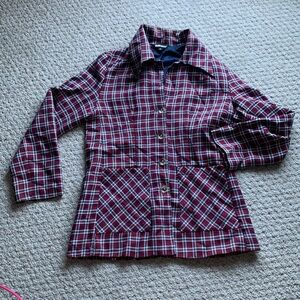 Dollhouse plaid red and navy Peacoat blazer jacket retro emo style shirts ILLIG